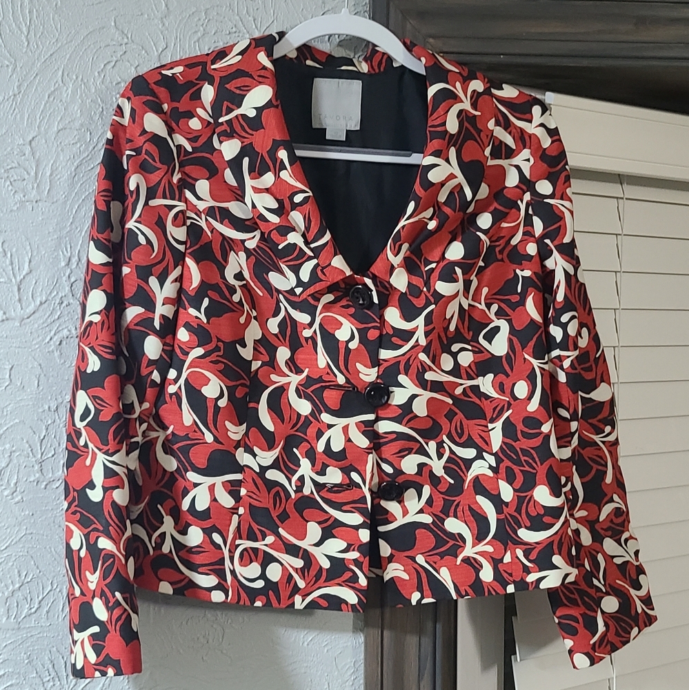 Tavora Women's Red and Black Floral Patterned Jacket